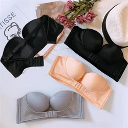 Women Bra Wire Free Sexy Push Up Invisible Bras Front Closure Underwear for Female Lady Brassiere Strapless Bralette Big Size