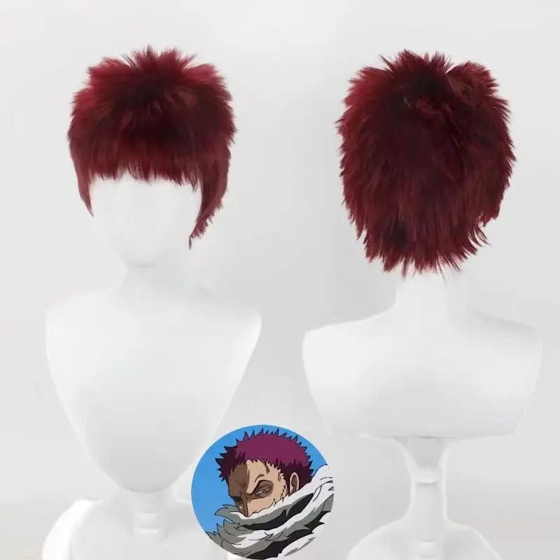 

Аниме Шарлотта Катакури, волосы для косплея, короткие винно-красные синтетические волосы, термостойкое волокно, парик высокого качества с розовой сетчатой подкладкой