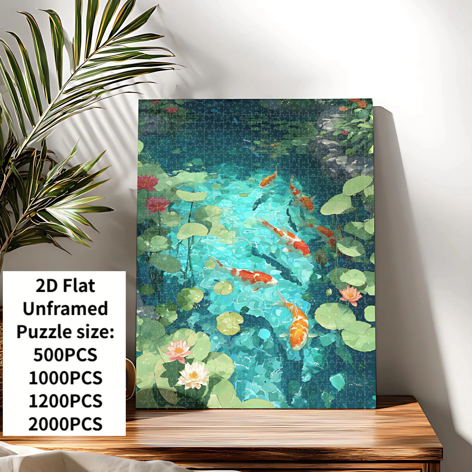500/1000Pieces Koi Fish Lotus Flower Jigsaw Puzzle Home Decor Adults Puzzle Games Family Fun Puzzles Educational Toys for Adults