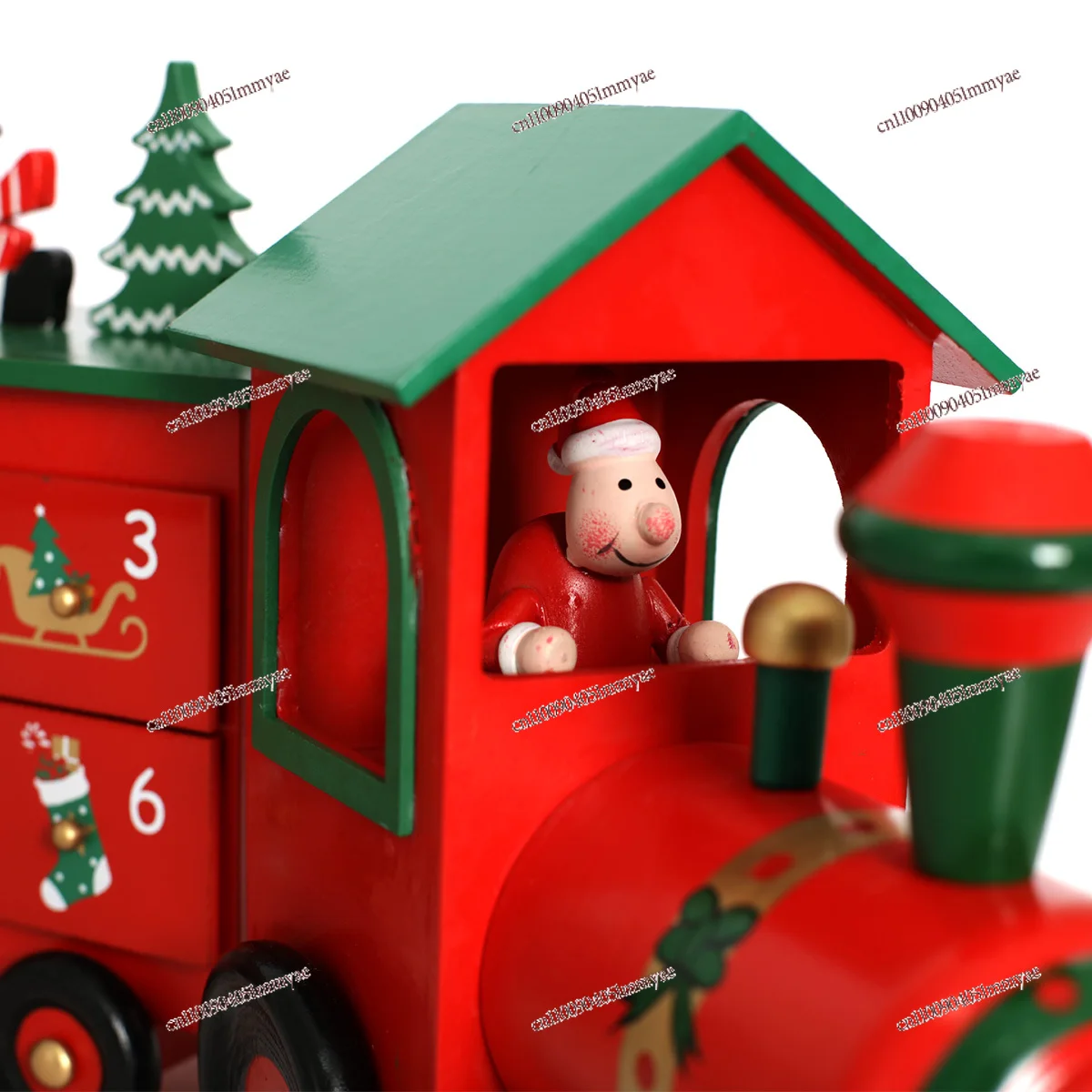 Christmas countdown wooden train calendar candy box ornament decoration 61cm