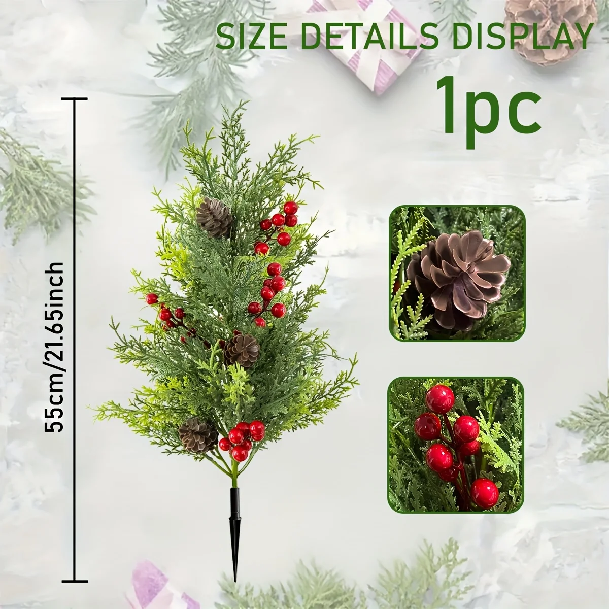 

Greenery Pine Picks for Xmas Tree Wreaths Garlands DIY Artificial Pine Branches with Red Berries Christmas H1620-X5556