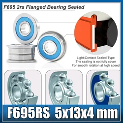 F695 2rs 플랜지 베어링 5x13x4mm, 파란색 밀봉 정밀 A9 3D 프린터 VORON 벨트 RC용 F695rs 베어링, 10개 팩