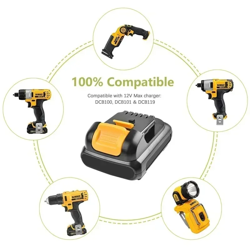 Imagem -06 - Pacote 10.8v 12v Substituição para Baterias de Íon de Lítio Dewalt Dcb120 12v 3.0ah Bateria Dcb123 Dcb125 Dcd710 Bateria de Ferramentas Elétricas 13