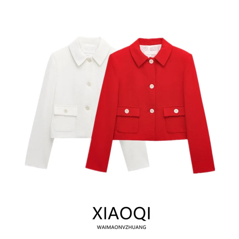 

Spring 2025 Women's Faion oulder Pad Long Sve Suit Jaet Vaion Sle Versatile Straight Cut Full Length Outerwear