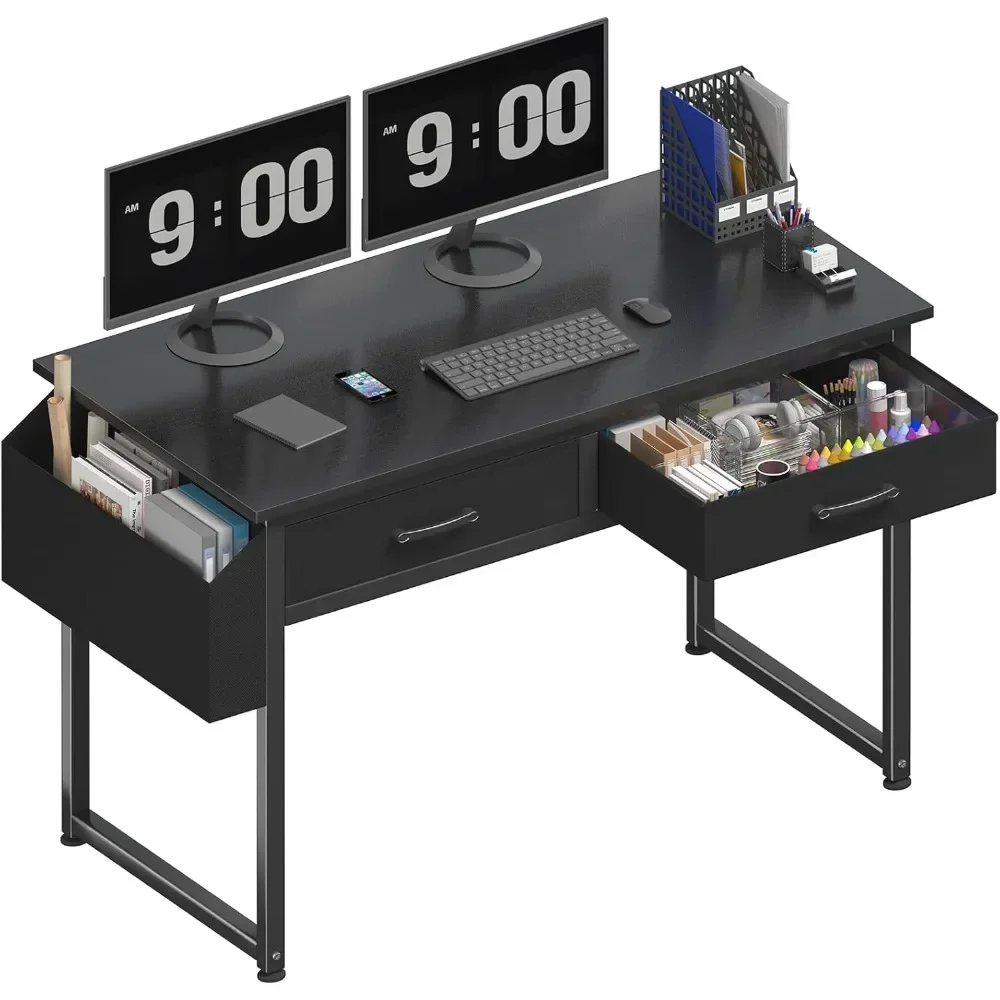 

Computer desk with fabric drawers, small game desk with 2 drawers, study desk, writing desk, PC desk