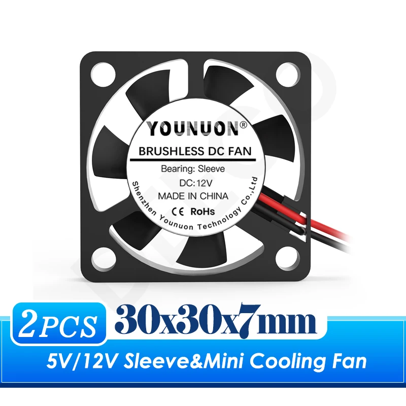 DC 5V/12V 3007 30mmx30mmx7mm DC Brushless Cooling Fan 30x30x7mm Mini Cooler Fan for Raspberry Pi 3D Printer