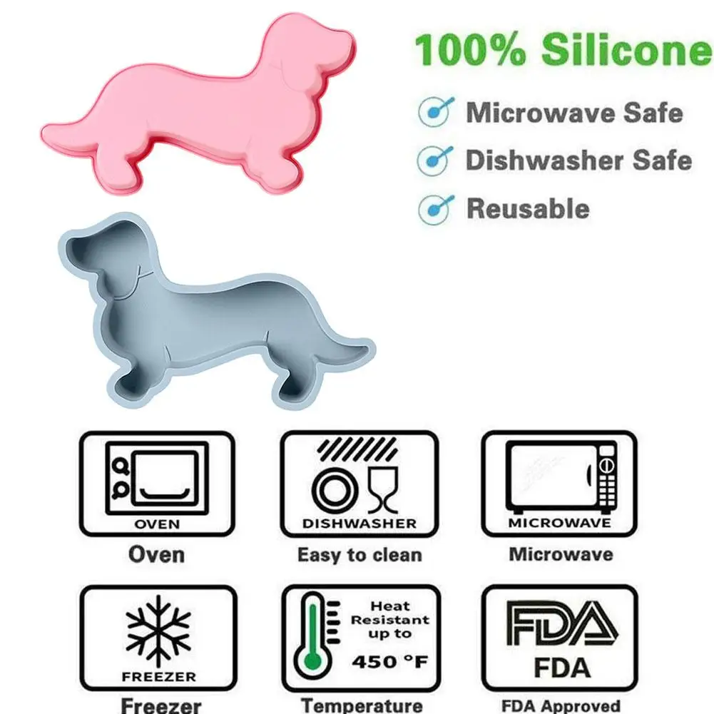 3D Cute Dachshund Puppy Animal Shape Silicone Mold Mold Cake Cake To Baking Kitchen Mousse Tools Large N2B9