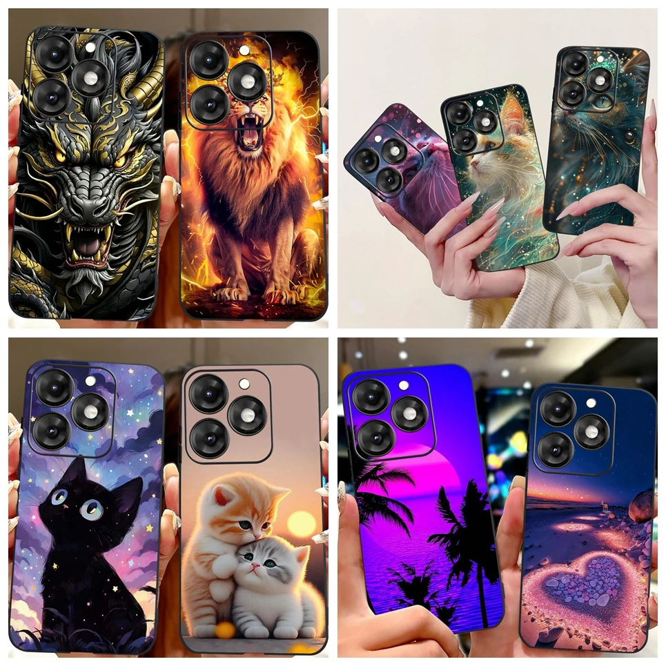 For Itel A70 Cases Itel A60 A60s Back Cover Cool Style Tiger Dragon Pattern Phone Case Clear Soft Silicone TPU Coques A665L