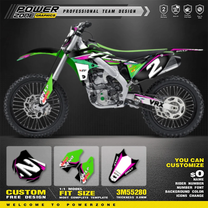 PowerZone Custom Team Graphics Decals Stickers Kit For kawasaki KXF250 2013 2014 2015 2016 KX250F Protector Sticker Customize 08