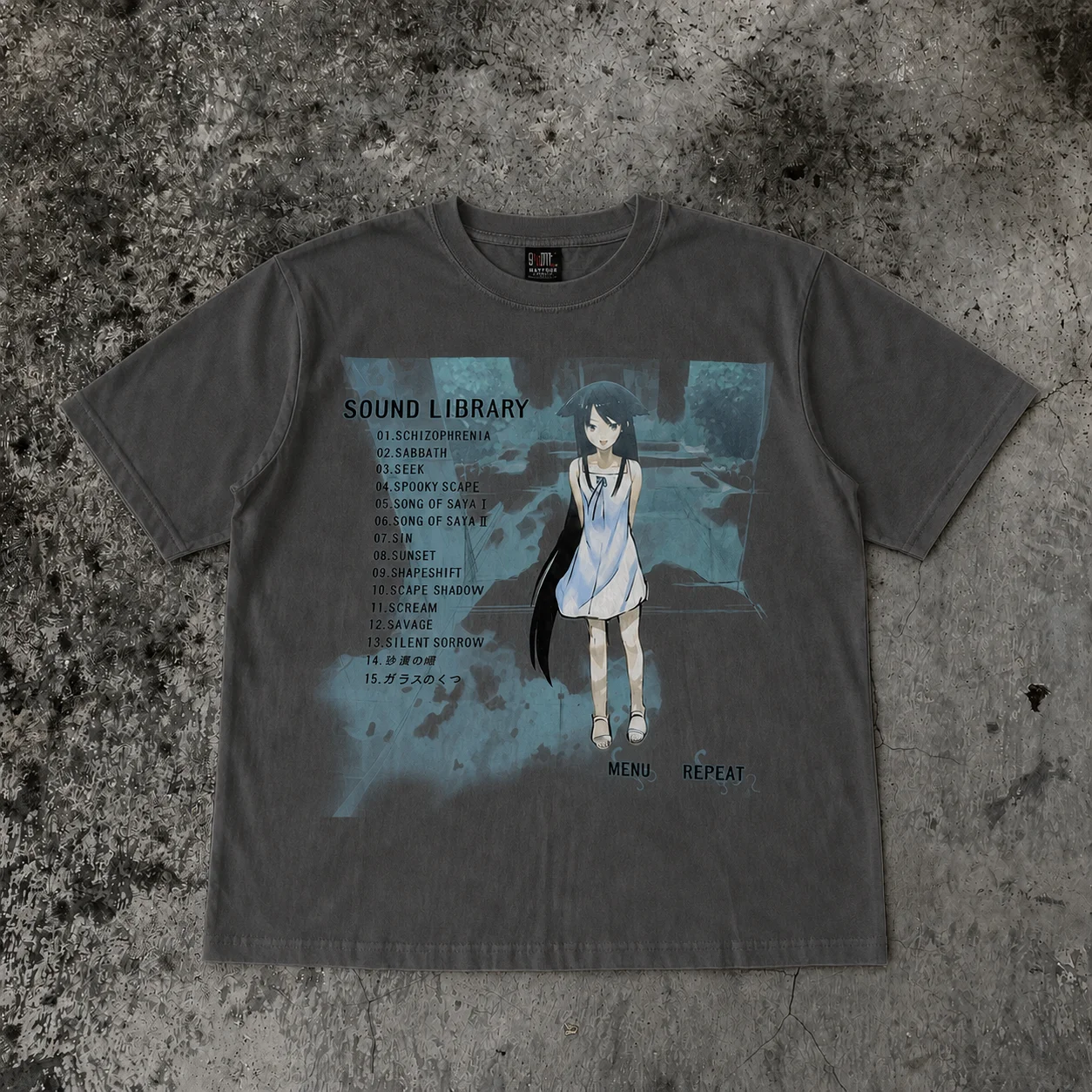 Saya No Uta Sound Library Tracklist Saya Character Print T Shirt Unisex Oversized Harajuku Streetwear Cotton Summer Graphic Tee
