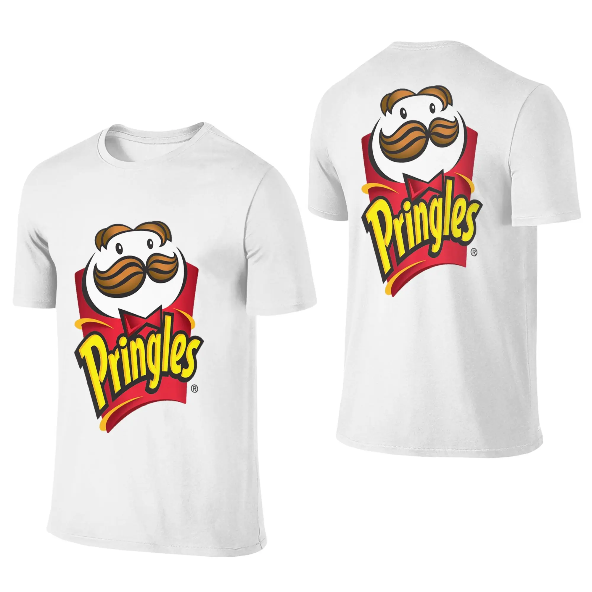 100% Cotton Potato Crisps Chips Pringles Print T-Shirt Men's Double Sided T Shirt Men O-Neck Summer Shirts Tops S-6XL