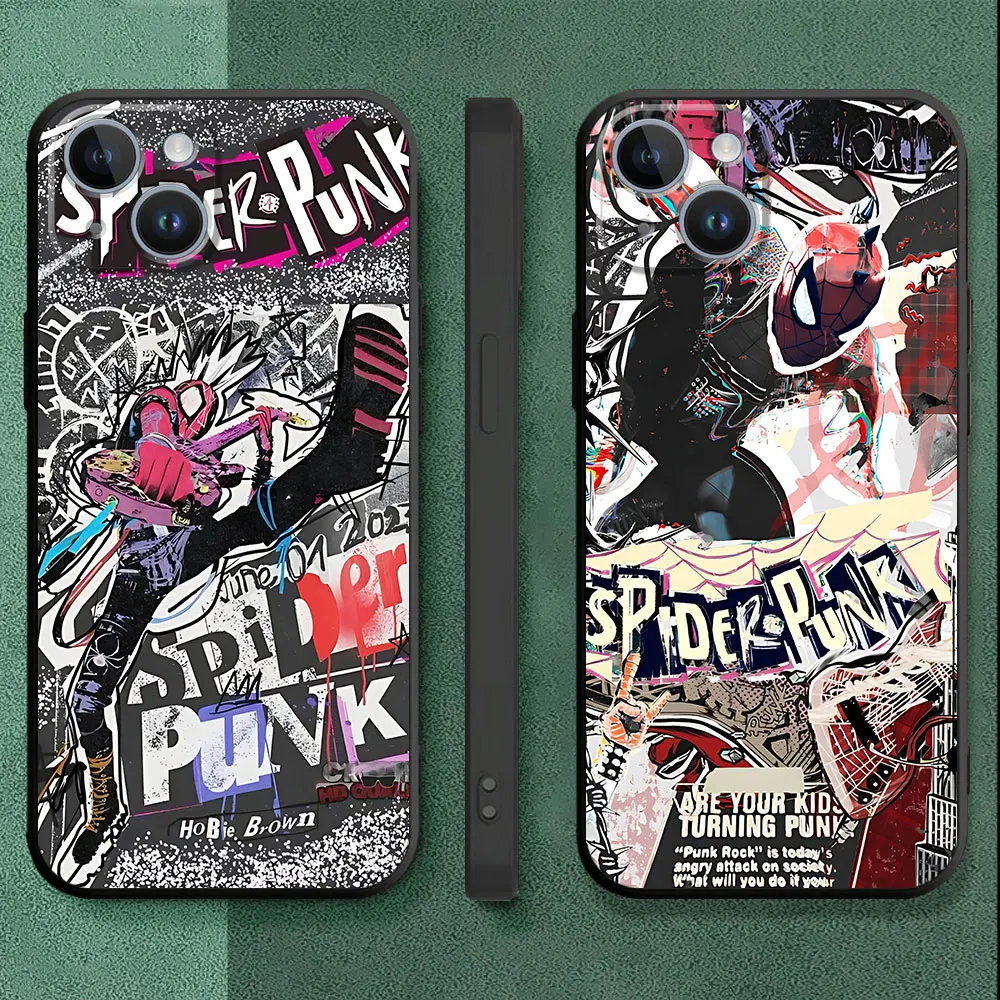 Phone Case for Apple iPhone 11 Pro 13 12 Mini 15 Pro Max SE 7 6s 14 XS X XR 8 Plus TPU Soft Marvel Spider Man Punk Cover Back