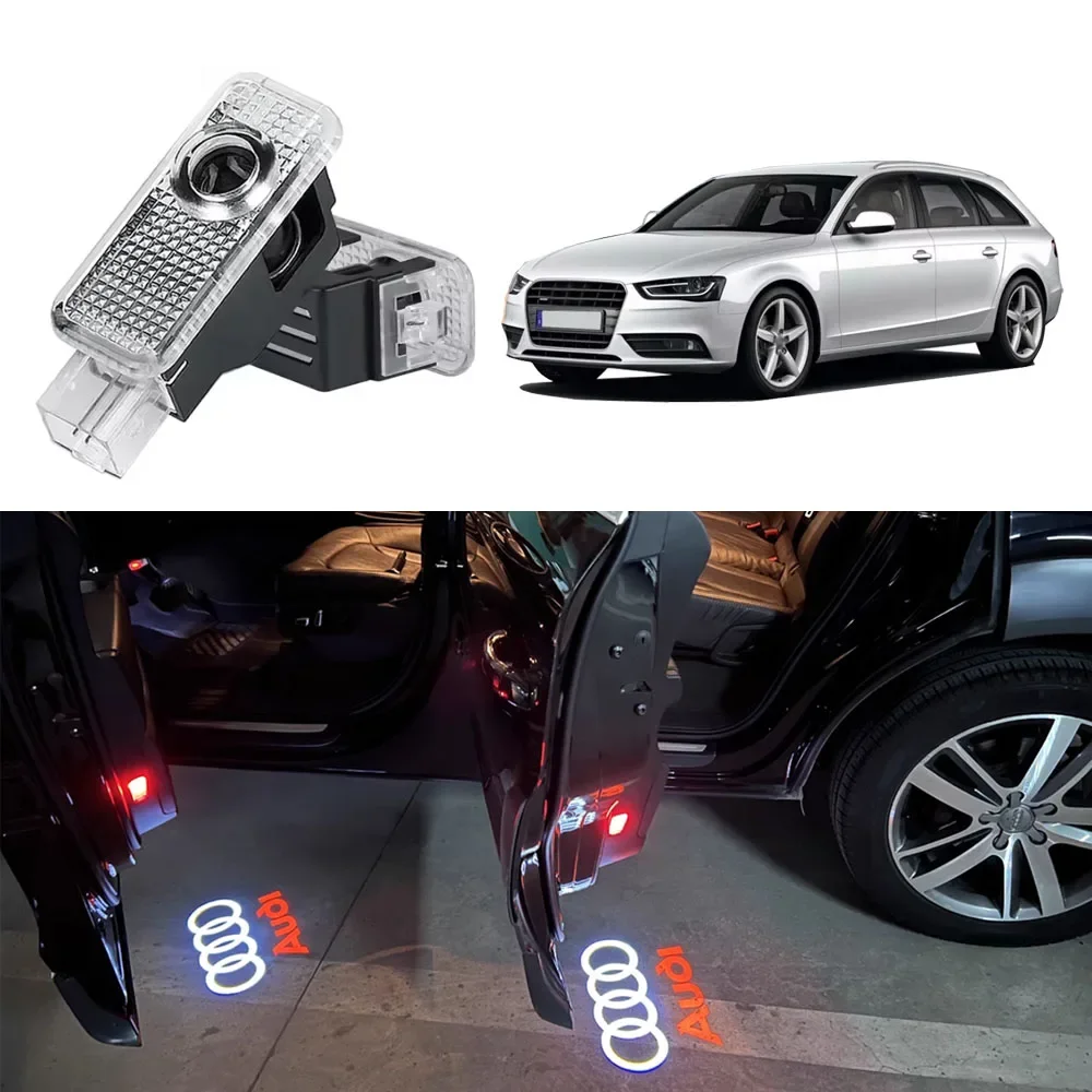 2PCS Car Door Welcome Lights Projector Lamps Decoration For Audi Sline A3 A1 A4 A6 B8 A5 B7 C7 A7 A8 B9 B6 C6 Q2 Q3 Q5 Q7 Q8 TT