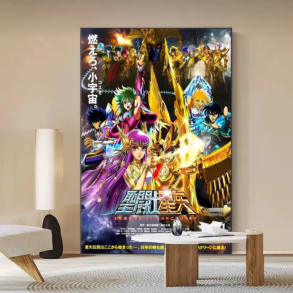 Saint Seiya Poster Self-adhesive Art Poster Retro Kraft Paper Sticker DIY Room Bar Cafe Vintage Decorative