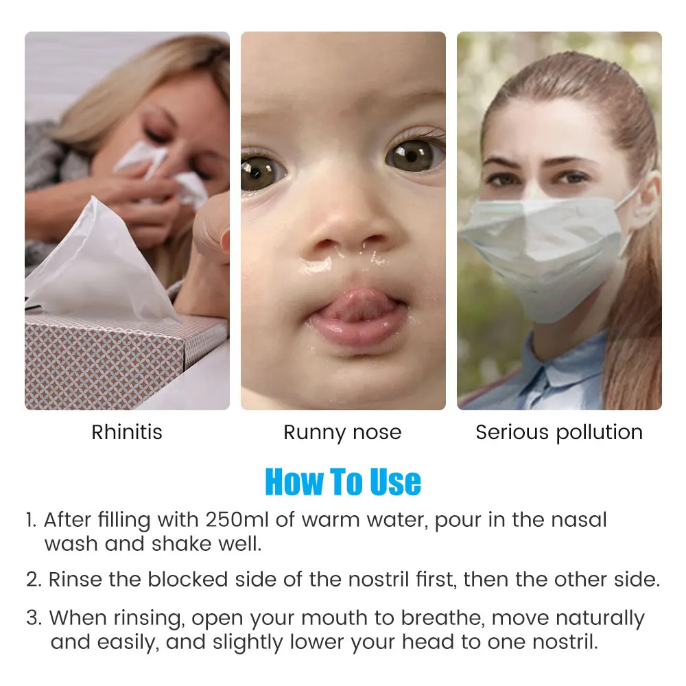 250ml Nasal irrigator Rinse Bottle Nasal Wash Cleaner Nose Protector Avoid Allergic Rhinitis Treatment Adults Children Neti Pot