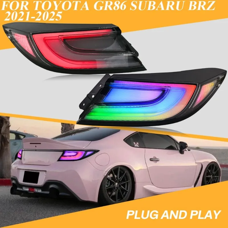 For Toyota GR86 Subaru BRZ 2021-2025 RGB LED Tail Lights Pair APP Control Multi-Function Custom Mode Animation Ultra Modern