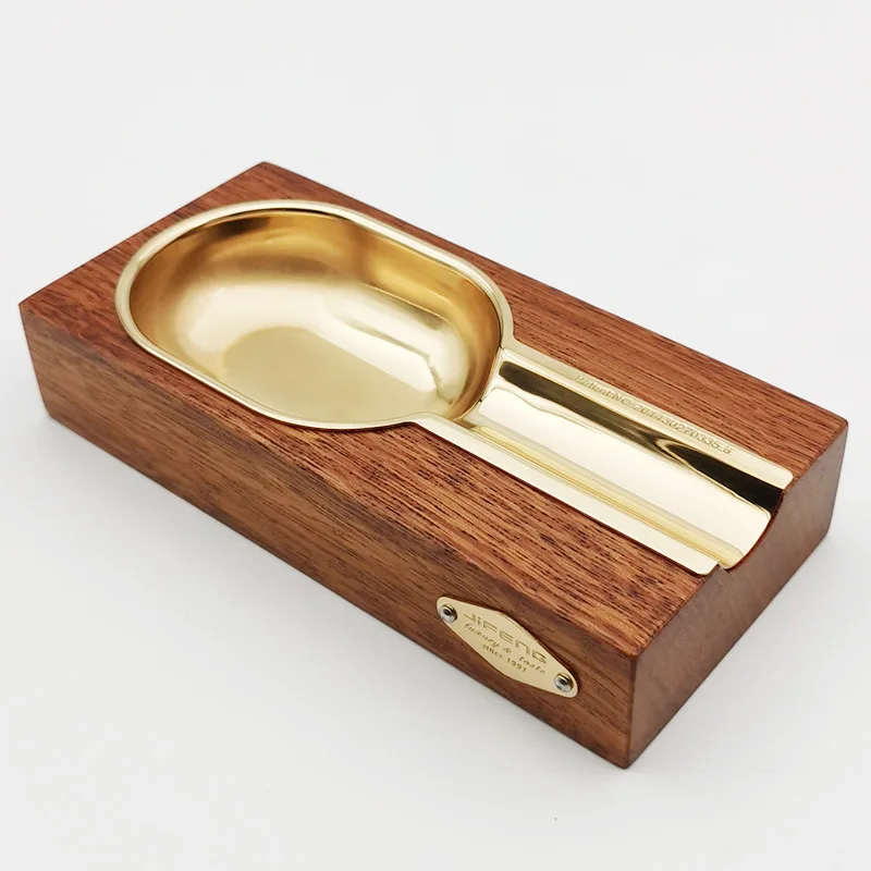 Cigar Gadgets Home wood Ashtray Portable alloy up-grade single Ash Tray Tobacco Cigarette Ashtrays Holder man gift