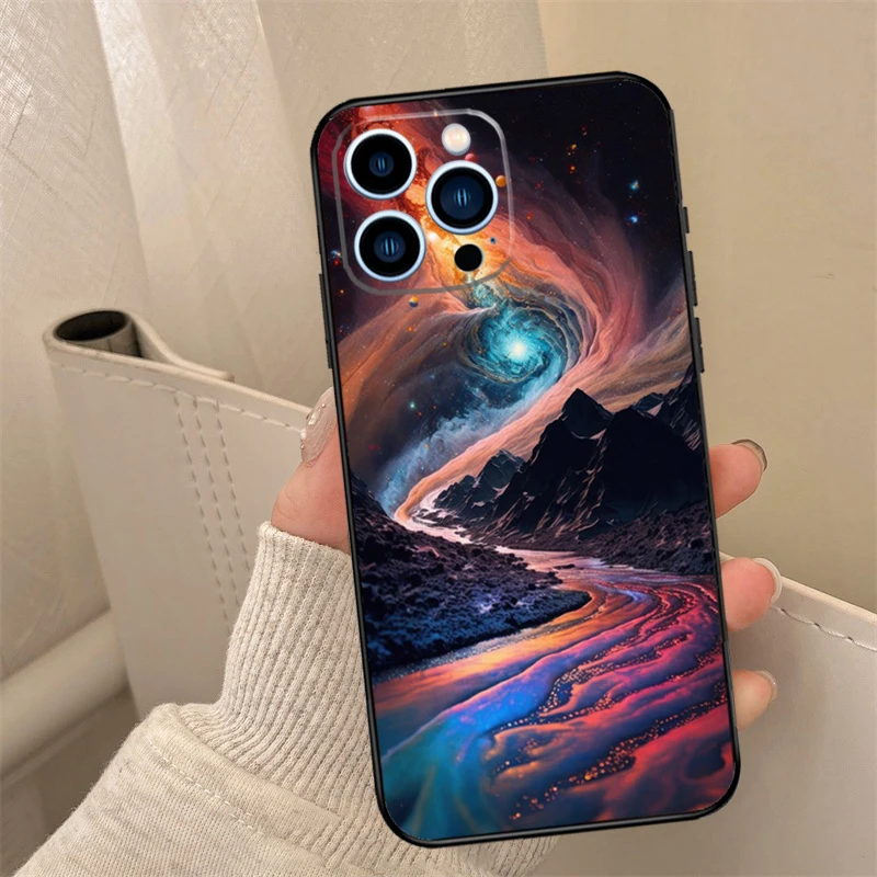 Custodia per telefono Cosmic River per iPhone 16 14 13 12 11 15 Pro Max 13 12 mini XR 15 16 Plus 16e Cover Coque