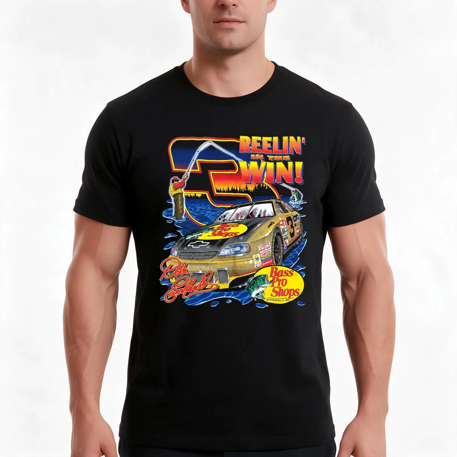 Dale Earnhardt Reelin In The Win T-Shirt Summer Casual Cotton Tee Oversized Streetwear Tops Vintage Graphic Print
