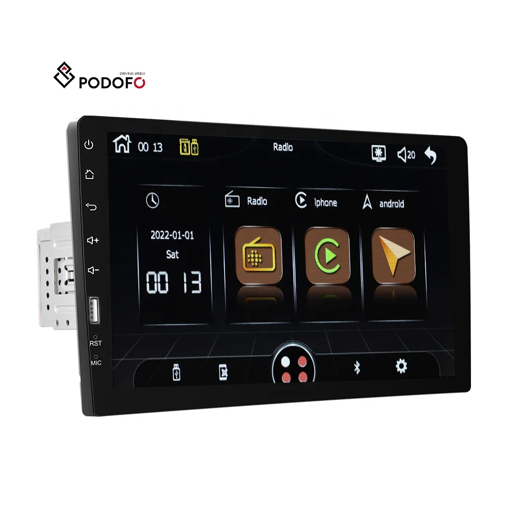 

Podofo 9'' 1 Din Car Stereo Carplay Android Auto Car Radio Single Din Car MP5 Player BT FM EQ + Microphone Auto Electronics