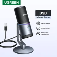 Micrófono USB con modos RGB, micrófono condensador profesional para PC, Mac, juegos, Karaoke, grabación, Streaming, Podcasting