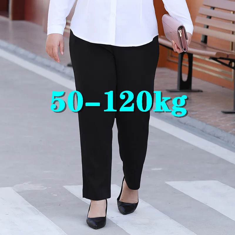 Plus Size spodnie damskie odzieลผ letnia w stylu oversize spodnie z szerokimi nogawkami wysoka talia biurowa pantalony 5XL 7XL darmowa wysyลka
