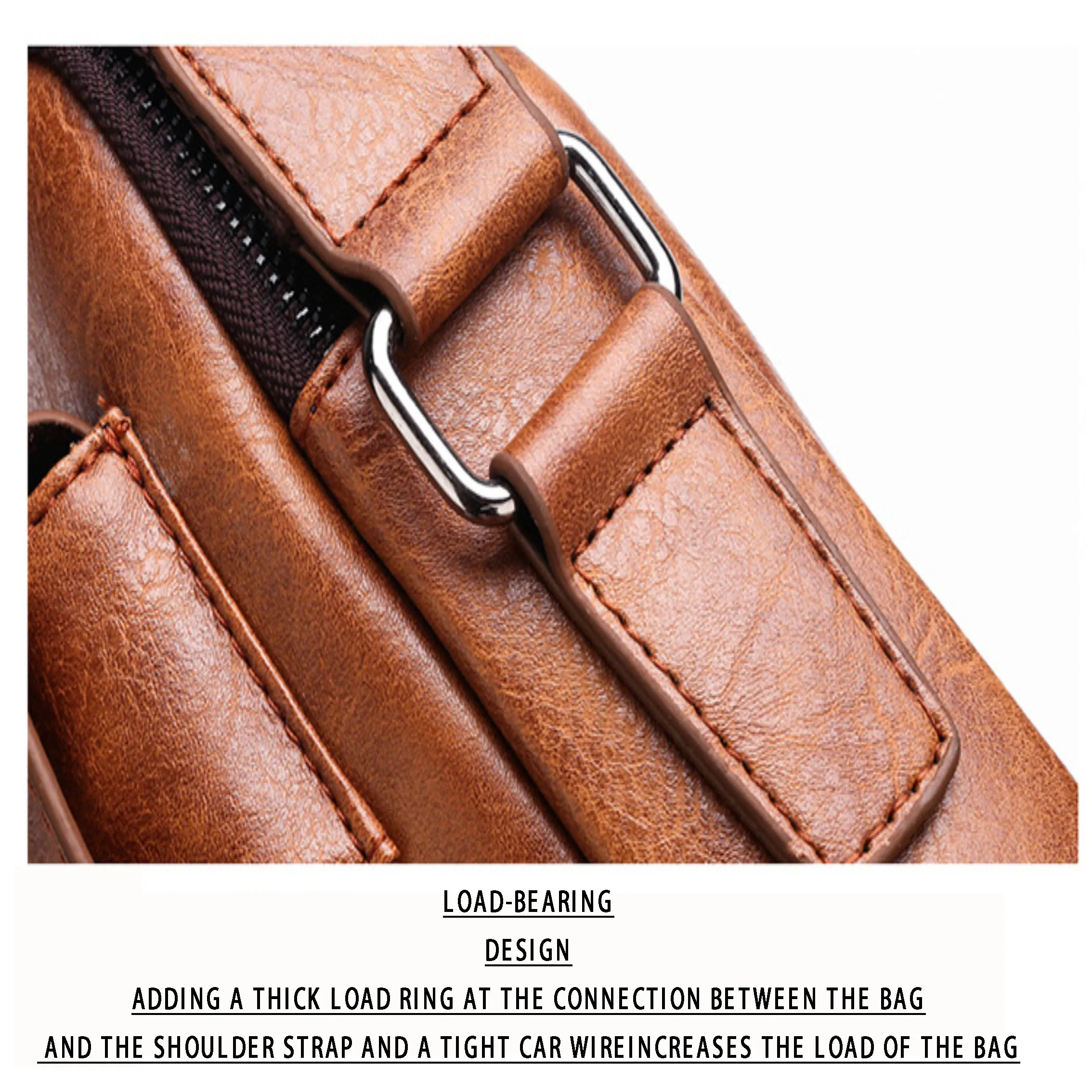 Men's Shoulder Bag, Business Commuting Men's Bag, Crossbody Bag, Soft Leather Hanging Bag, Large Capacity Small Backpack image 4