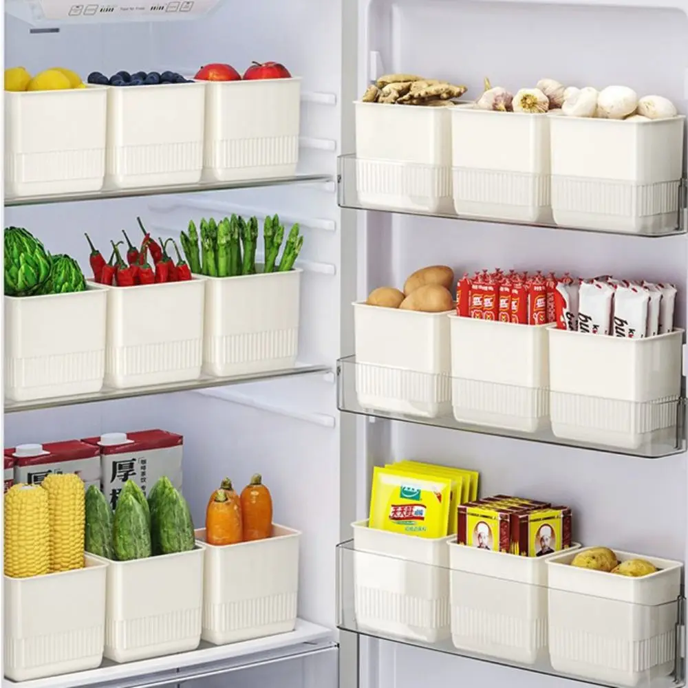 2pcs Wall Mounted Refrigerator Side Door Storage Box Multifunctional Fresh Preservation Food Storage Box Kitchen Organizer