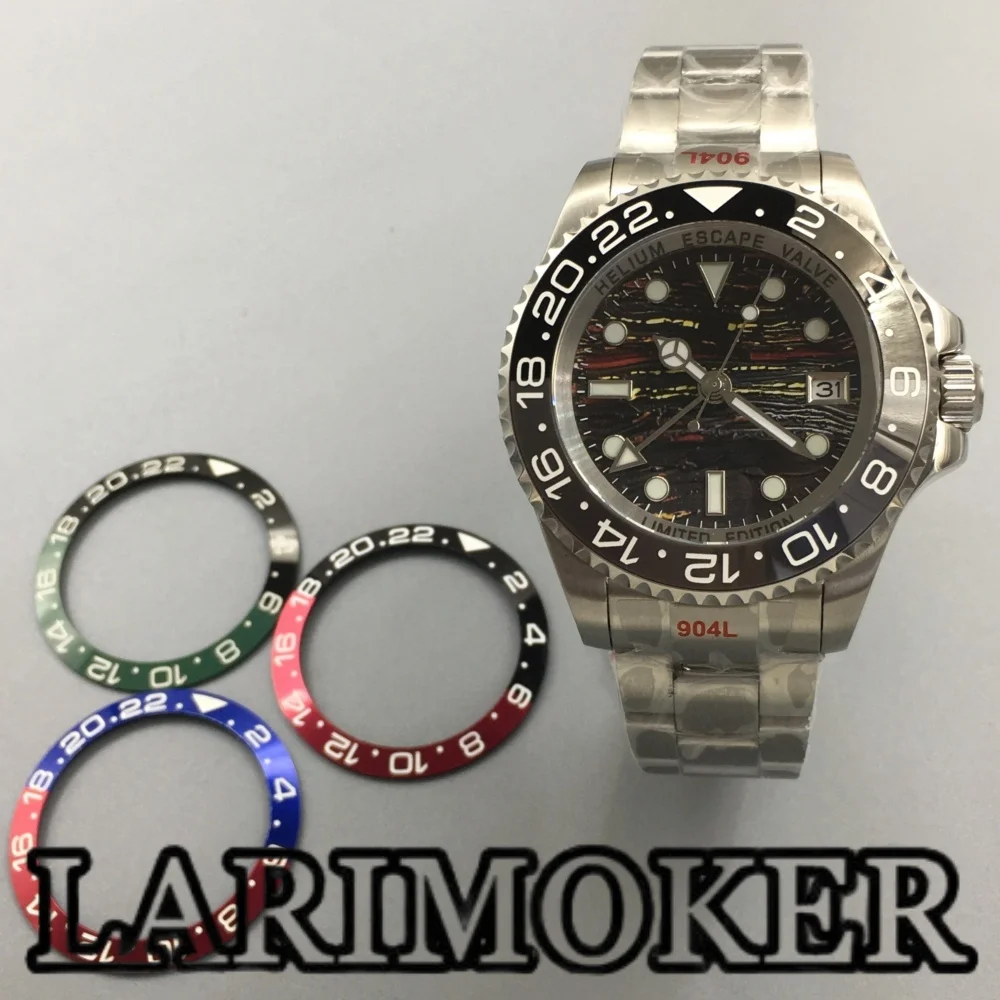 

LARIMOKER 43MM Men's Mechanical Automatic Watch NH34(GMT) Luminous Sapphire Meteorite Texture Dial Waterproof Watch