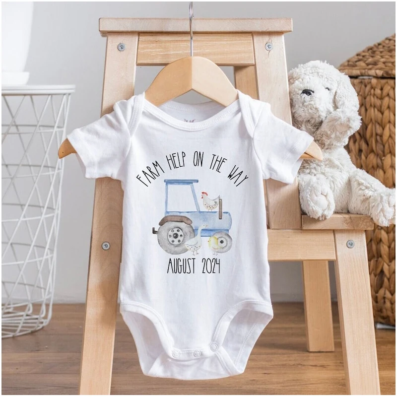 

Farm Help Is on The Way, Baby Bodysuit, Baby Romper, Sibling Baby Bodysuit Little Sister Brother Pregnancy Announcement New 2025
