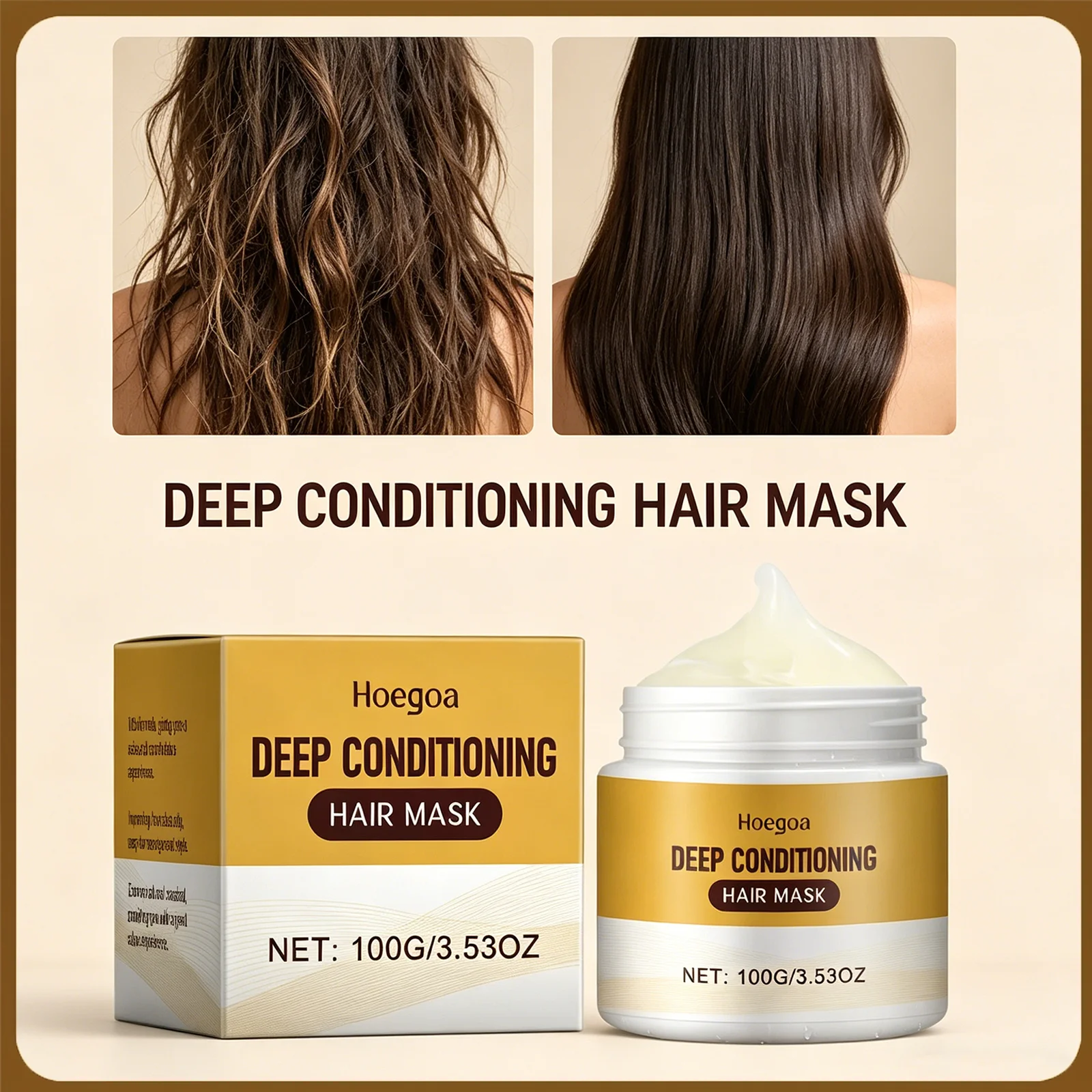 HOEGOA 100g Deep Conditioning Hair Mask Nourishing Strengthening Hair Smooth Luster Intensive Hydration Nourishing Hair Mask