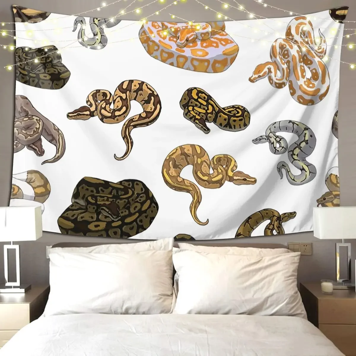 Ball Python Morph Snake Pattern Tapestry Hippie Wall Hanging Aesthetic Home Decor Tapestries for Living Room Bedroom Dorm Room