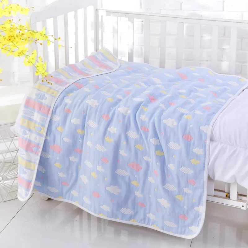 Baby Bath Towel 6 layer Cotton Gauze Muslin Children Blankets Bedding Infant Newborn Swaddle Kids Cotton Wrap Quilt 110cm