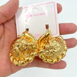 Women Gold Color Wedding Earring Dubai Nigeria Personalized Style Plated Jewelry Accessories Large Hoop Earrings