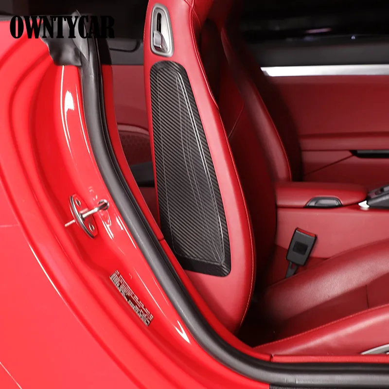 ألياف الكربون الحقيقية لبورشه 718/911 2013-2021 الملحقات الداخلية مقعد الجانب لوحة الكسوة مقعد مقبض الغطاء الواقي ملصق #5