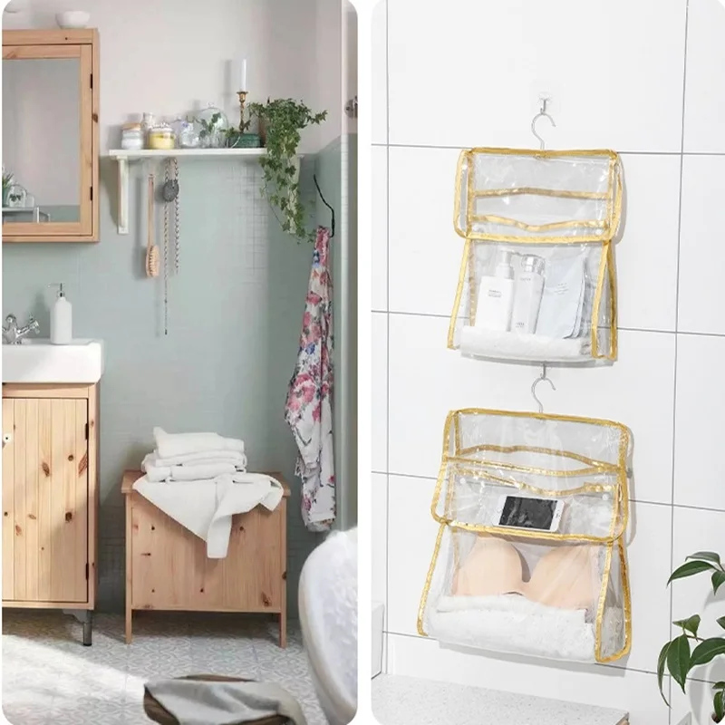 

Waterproof Bathroom Hanging Storage Bag for Bath Clothes Towel Underwear Panties Wall Hanging Decoration