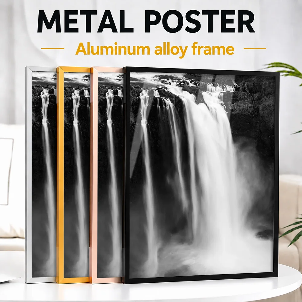 Snoqualmie Falls Framed Aluminum Metal Poster Customized Scenic Tribute Wall Art Designed For Travelers To Display In Office