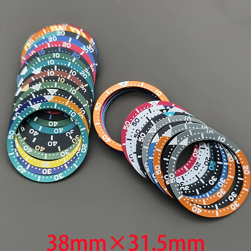 تخصيص 38 مللي متر x 31.5 مللي متر شقة الألومنيوم الحافة إدراج حلقة ل SRPD SKX007 SKX009 ساعة حافظة NH35 NH36 حركة الرجال ساعة تجديد جزء