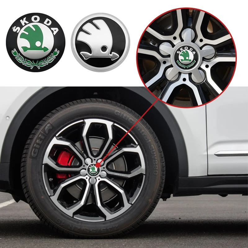 4PCS 56 60mm Car Styling Wheel Center Hub Caps Rim Cover Badge Emblem Sticker For Skoda Rapid Octavia A5 RS Kodiaq Fabia A7 2022