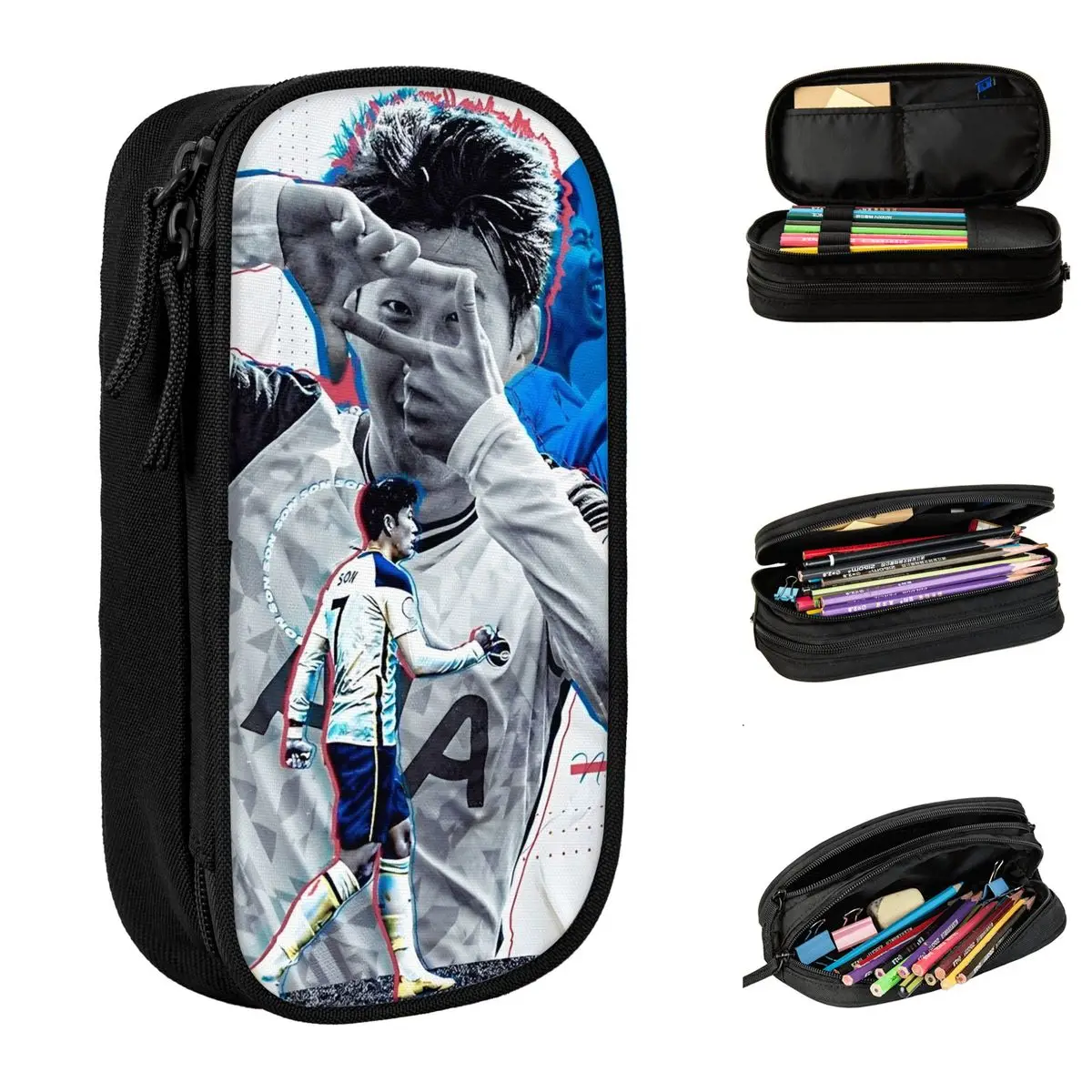 مقلمة Son Heung-Min لكرة القدم لكرة القدم رقم 7 حقائب حامل قلم للطلاب ذات سعة كبيرة مستلزمات مدرسية هدايا مقلمة