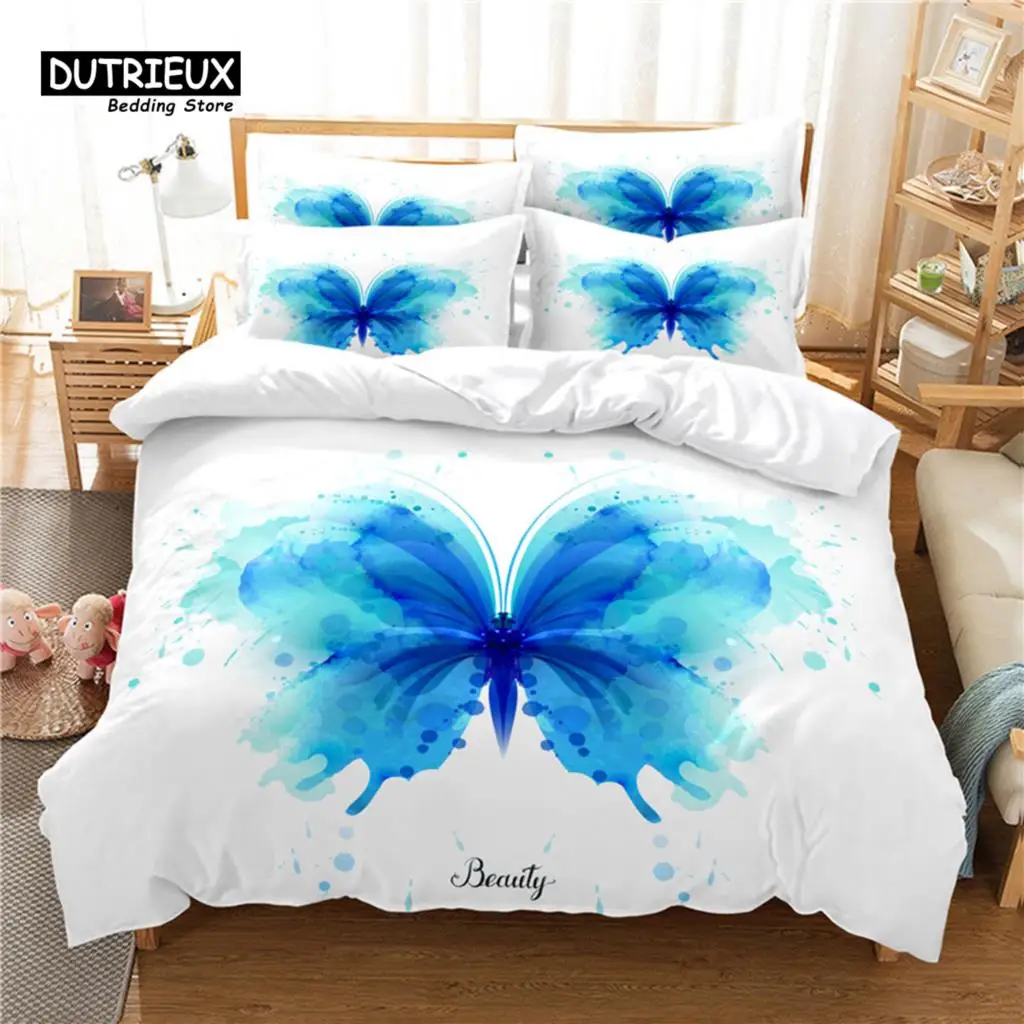 

Colorful Butterfly Bedding Set, 3Pcs Duvet Cover Set, Soft Comfortable Breathable Duvet Cover, For Bedroom Guest Room Decor