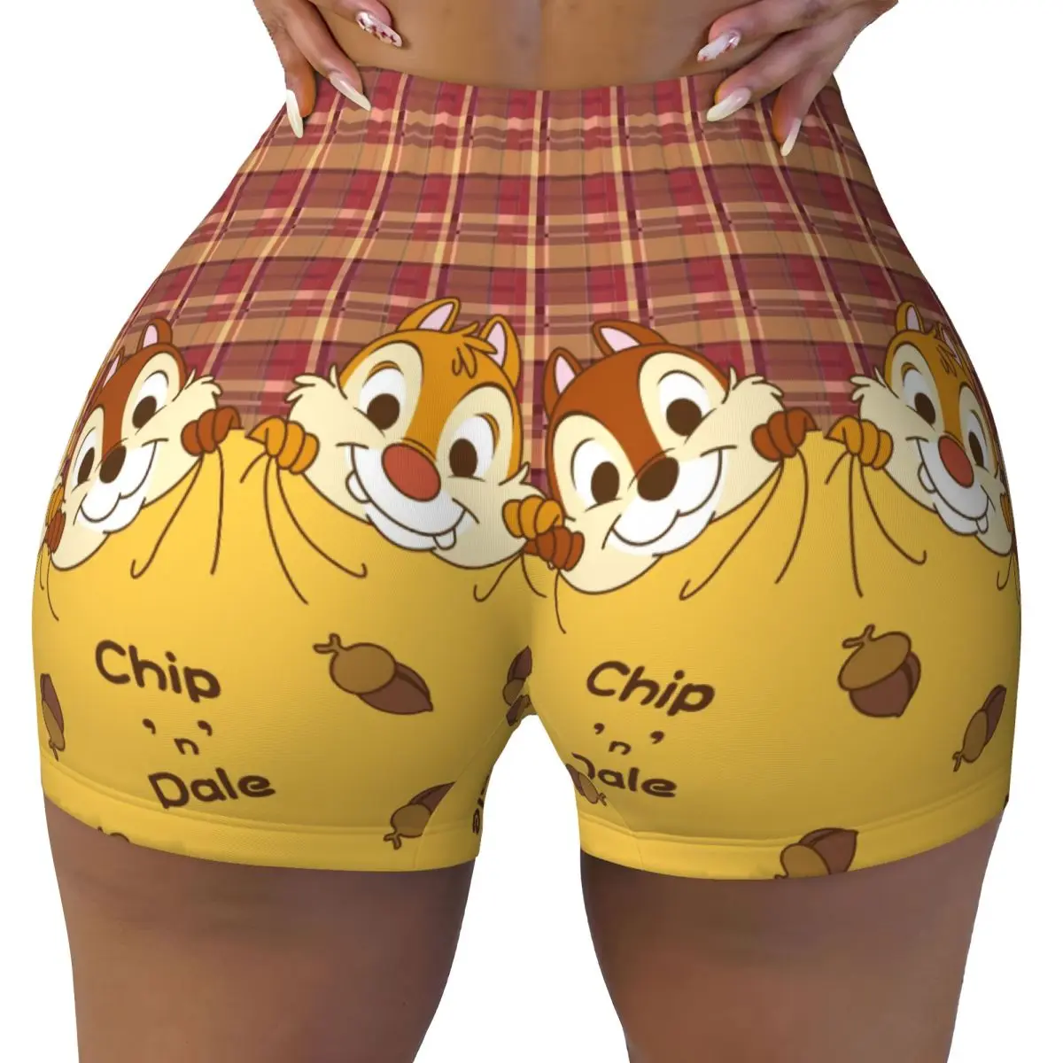 

Custom Funny Cartoon Chip And Dale Running Volleyball Gym Shorts Women Athletic Workout Yoga Shorts
