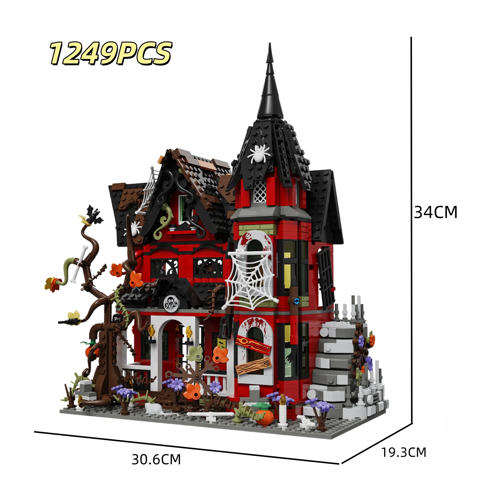 Halloween Haunted House Building Blocks Set - Gothic Villa Bricks Kit for Adults Creative DIY Assembly Toy Home Decor image 3