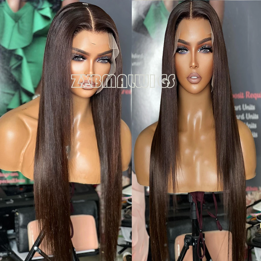 Black Brown Straight Synthetic Hair Lace Front Wigs For Women Glueless Lace Wigs  Heat Resistant  PrePlucked Fiber Hair Cosplay
