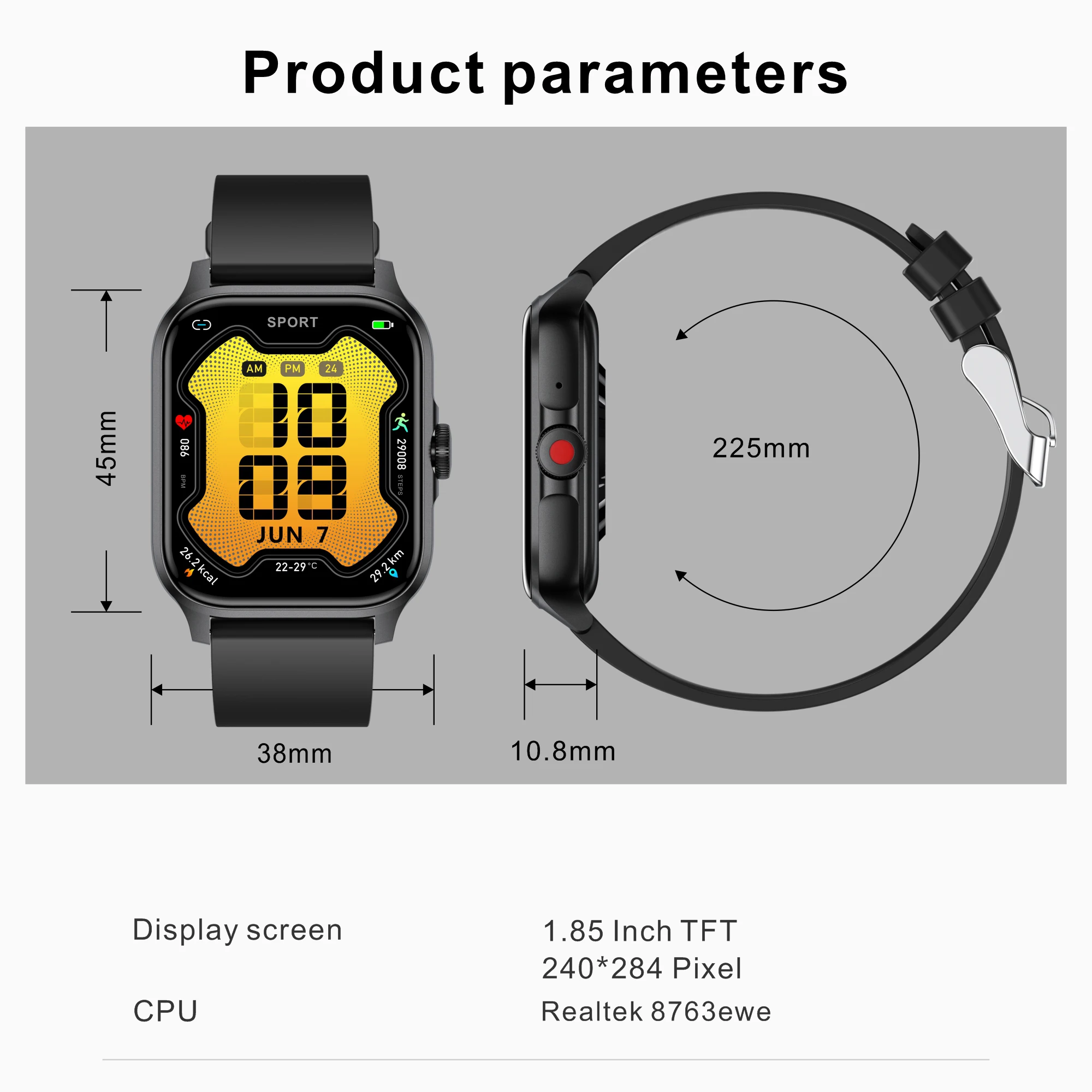 Reloj inteligente deportivo para hombre y mujer, pulsera con llamada de diente azul, resistente al agua, pantalla de 1,85 pulgadas, Monitor de salud y oxígeno en sangre