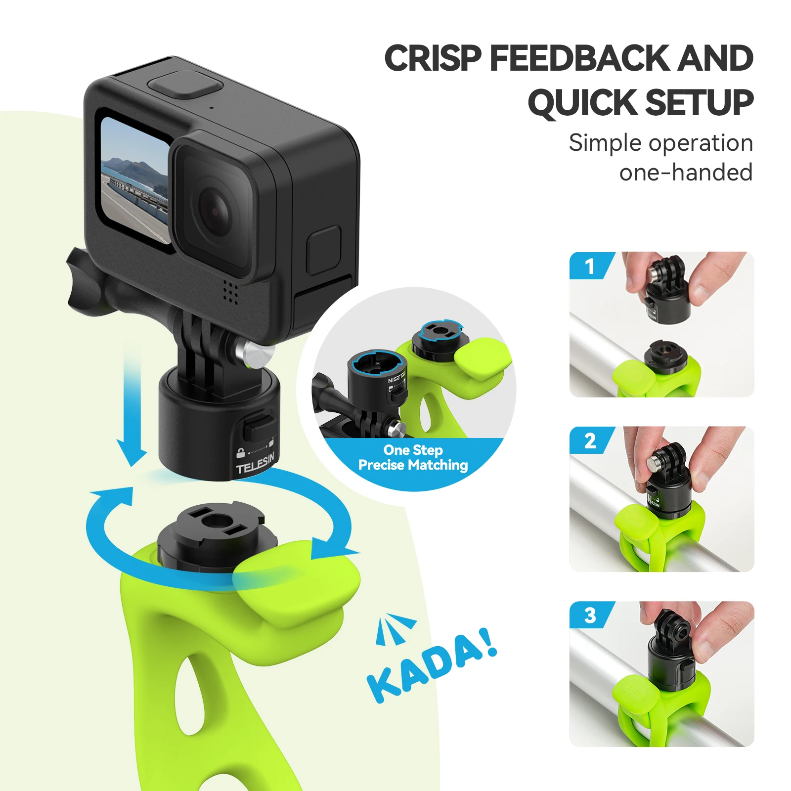 TELESIN Quick release Silicone Action Camera Mount Adjustable Mini Soft Bracket For Gopro Insta360 DJI OSMO Action