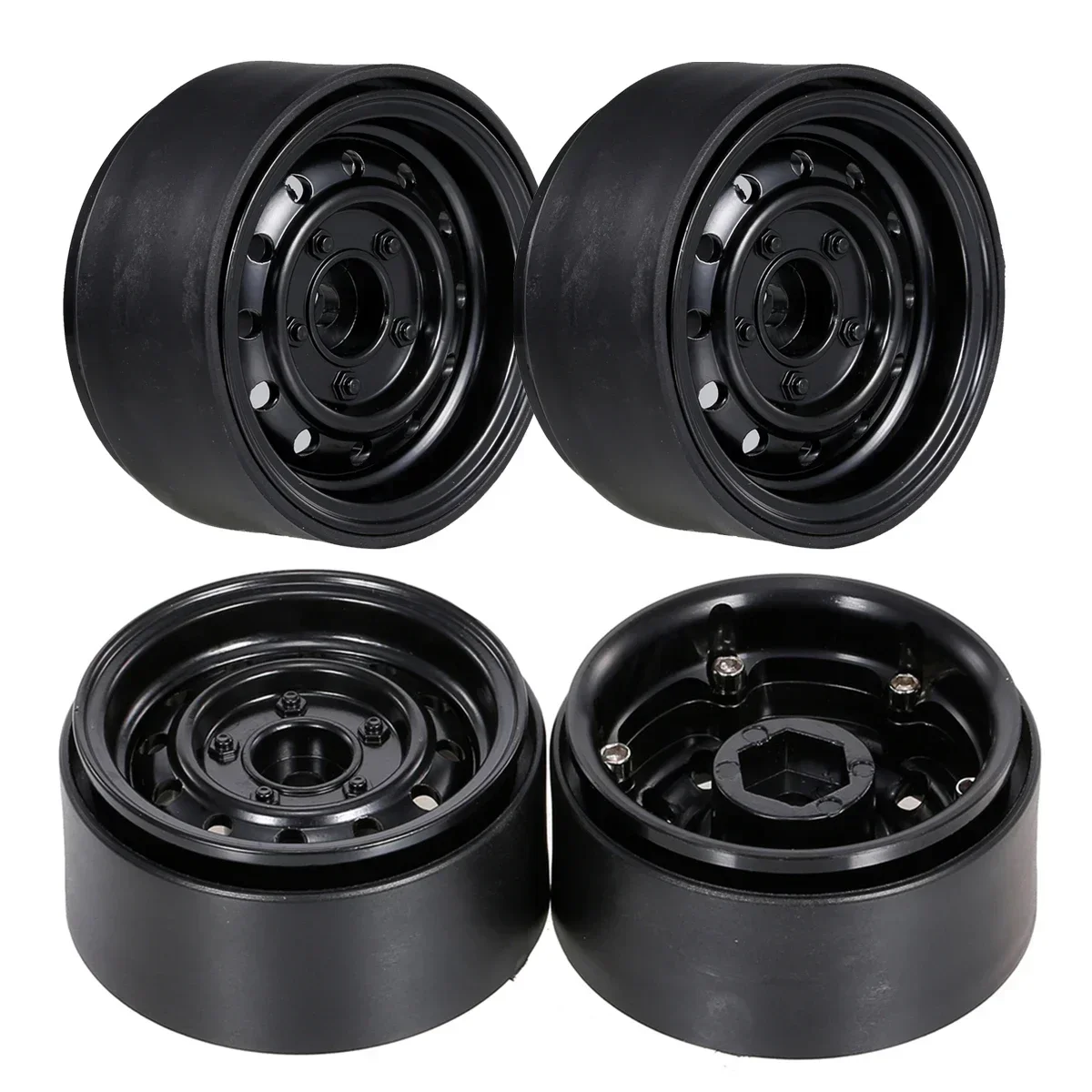 4개 1.9인치 비드락 12홀 휠 림 허브 1/10 RC 크롤러 자동차용 Axial SCX10 90046 D90 Trxs TRX-4