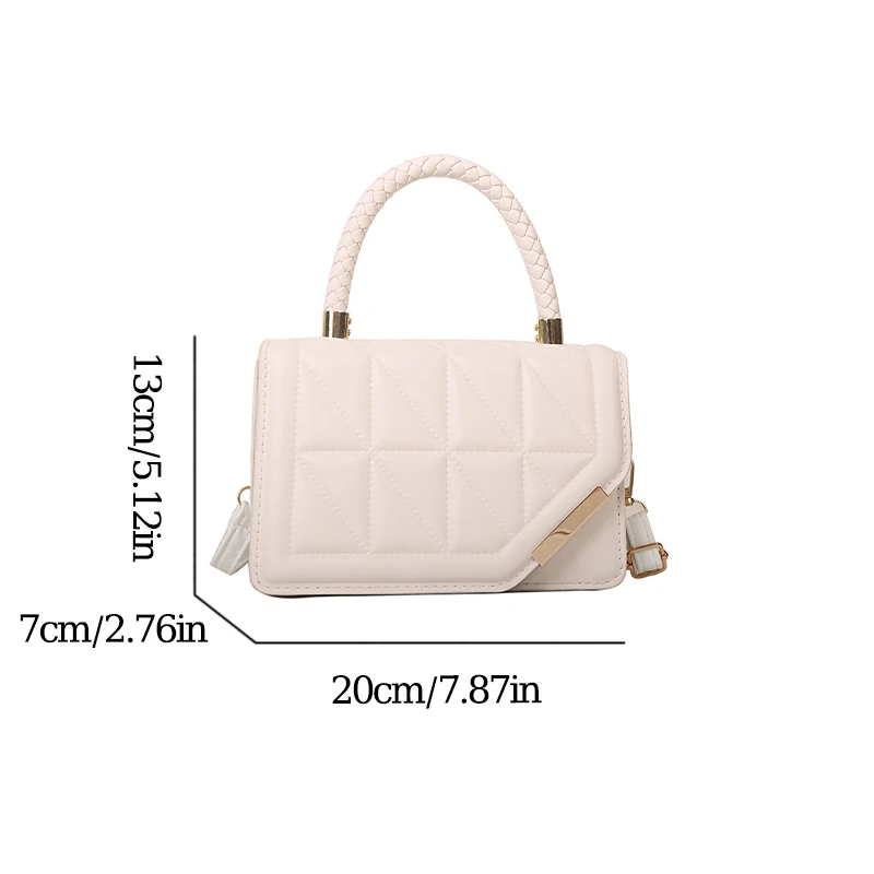 New Fashion Casual Solid Color PU Material Lingge Flip Women\'s Handbag Single Shoulder Bag For Commuting Daily Gift Bag