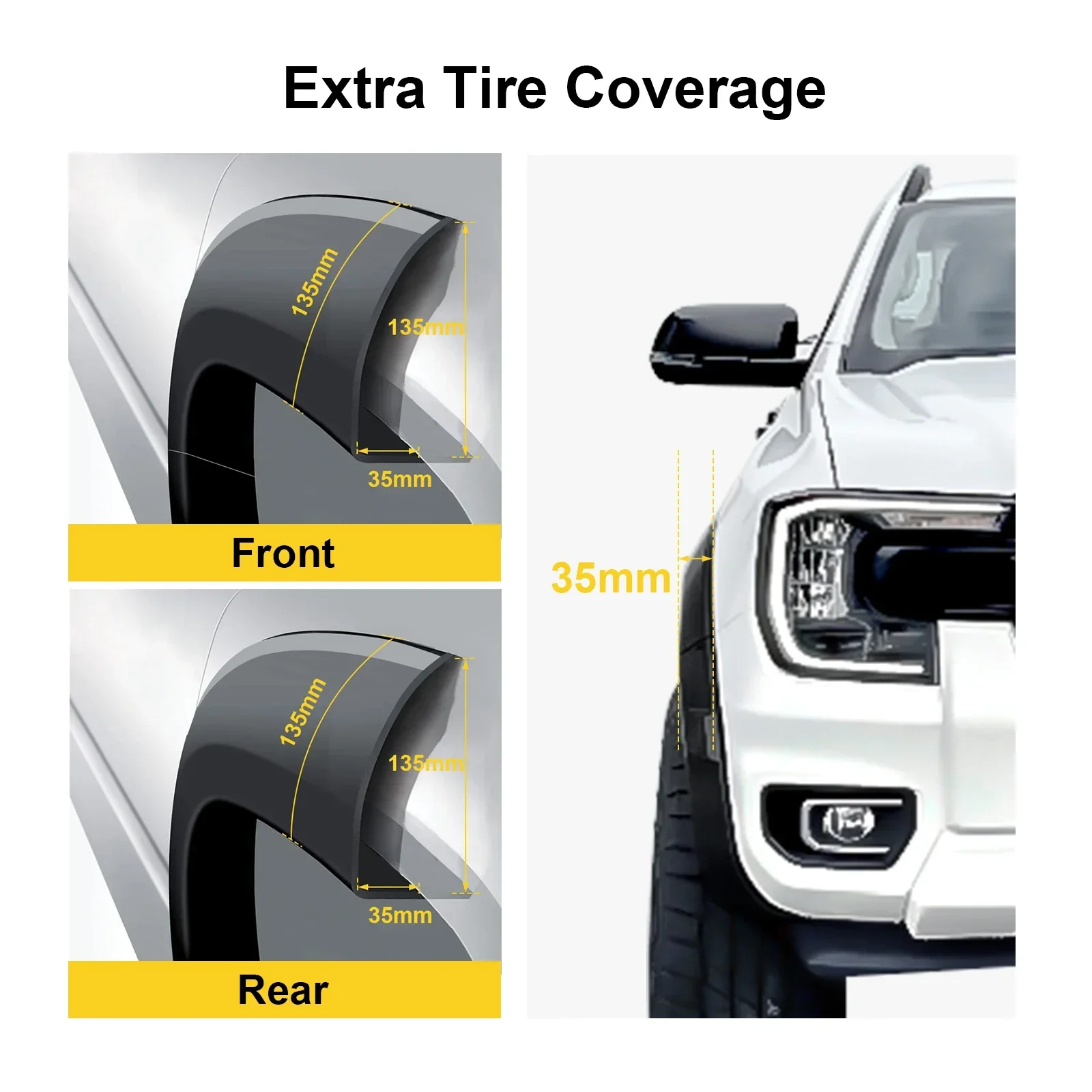 3D Pattern Fender Flares Wheel Arch Protector for Ford Ranger Next Gen 2022 2023 2024 Wildtrak Wildtrak-X Double Cabin Models