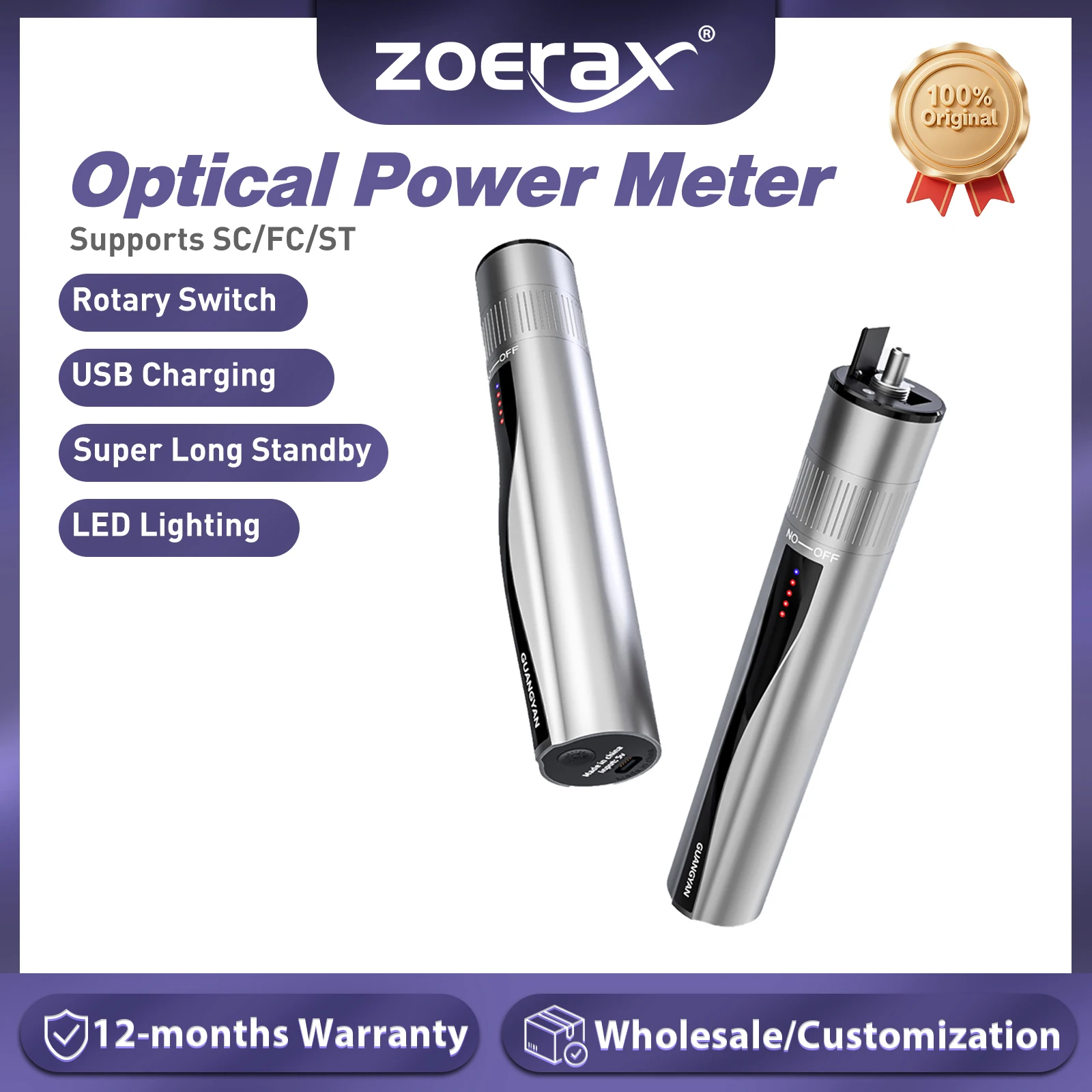 

ZoeRax Visual Fault Locator Rechargeable VFL Fiber Optic Red Light Cable Tester SC FC ST Fiber Laser Tester Red Light Pen